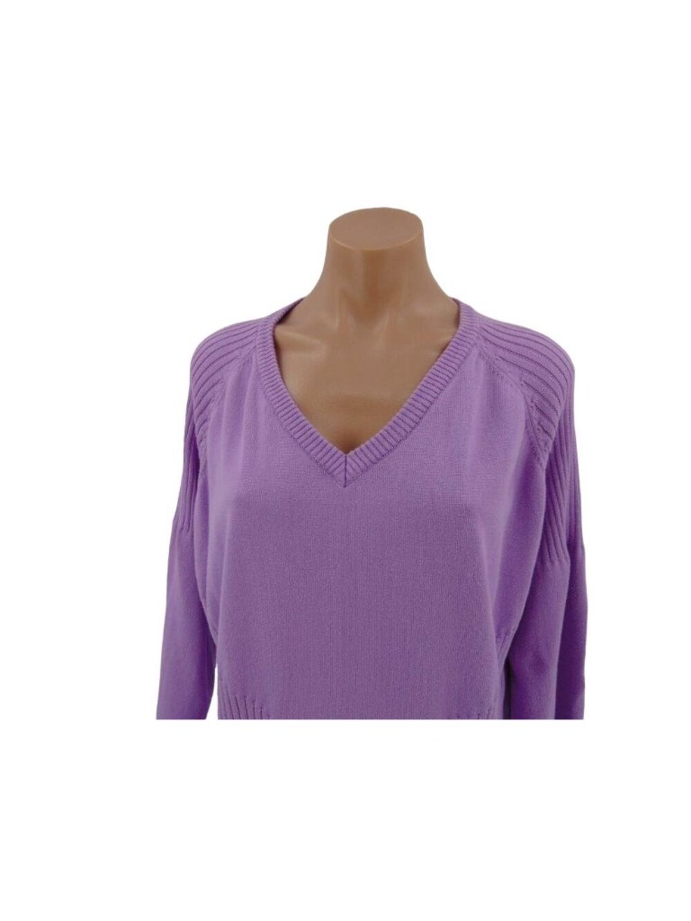 Cracked Wheat Women's Purple Ribbed V Neck Sweater XXL Cotton Golf Pickleball - Picture 4 of 14